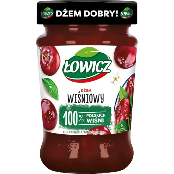 Łowicz DŻEM WIŚNIA WIŚNIOWY z wiśni NISKOSŁODZONY 280g