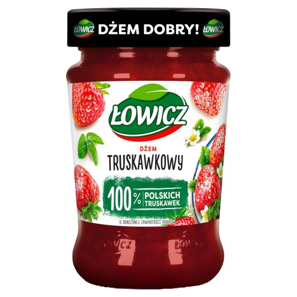 Łowicz DŻEM TRUSKAWKA TRUSKAWKOWY z truskawek NISKOSŁODZONY