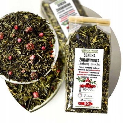 KAMELEON KULINARNY HERBATA zielona Sencha ŻURAWINOWA z