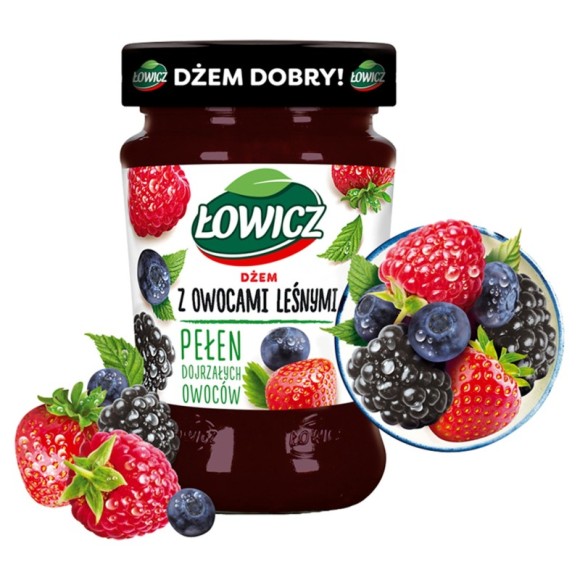 Łowicz DŻEM OWOCE LEŚNE z owoców leśnych NISKOSŁODZONY 280g