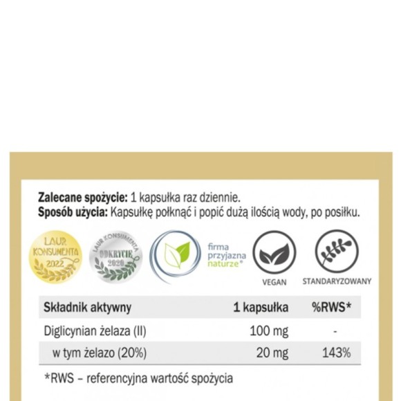 Yango ŻELAZO FE DIGLICYINAN 450mg wsparcie HEMOGLOBINA