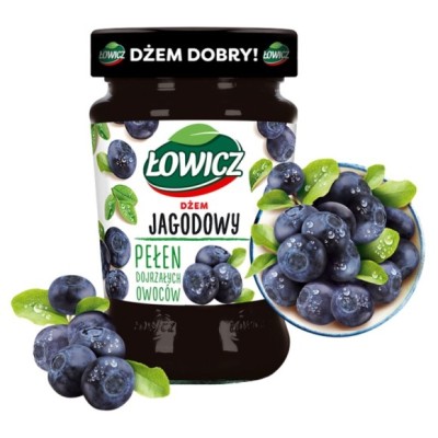 Łowicz DŻEM JAGODA JAGODOWY z jagody NISKOSŁODZONY 280g