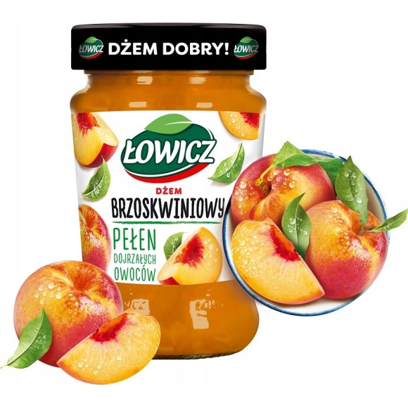 Łowicz DŻEM BRZOSKWINIOWY z brzoskwini NISKOSŁODZONY 280g