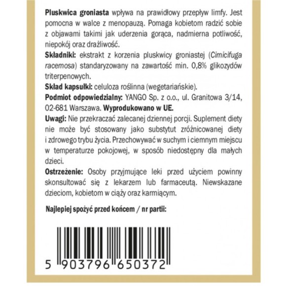 Yango PLUSKWICA GRONIASTA wsparcie MENOPAUZA UKŁAD