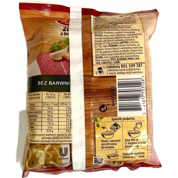 AMINO zupa zupka chińska ŻUREK Z BOCZKIEM 64g