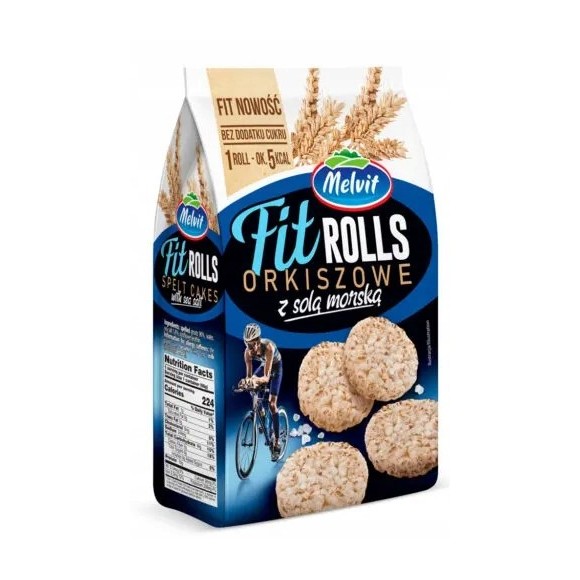 Melvit FIT ROLLS ORKISZOWE Z SOLĄ MORSKĄ 60g mini wafle