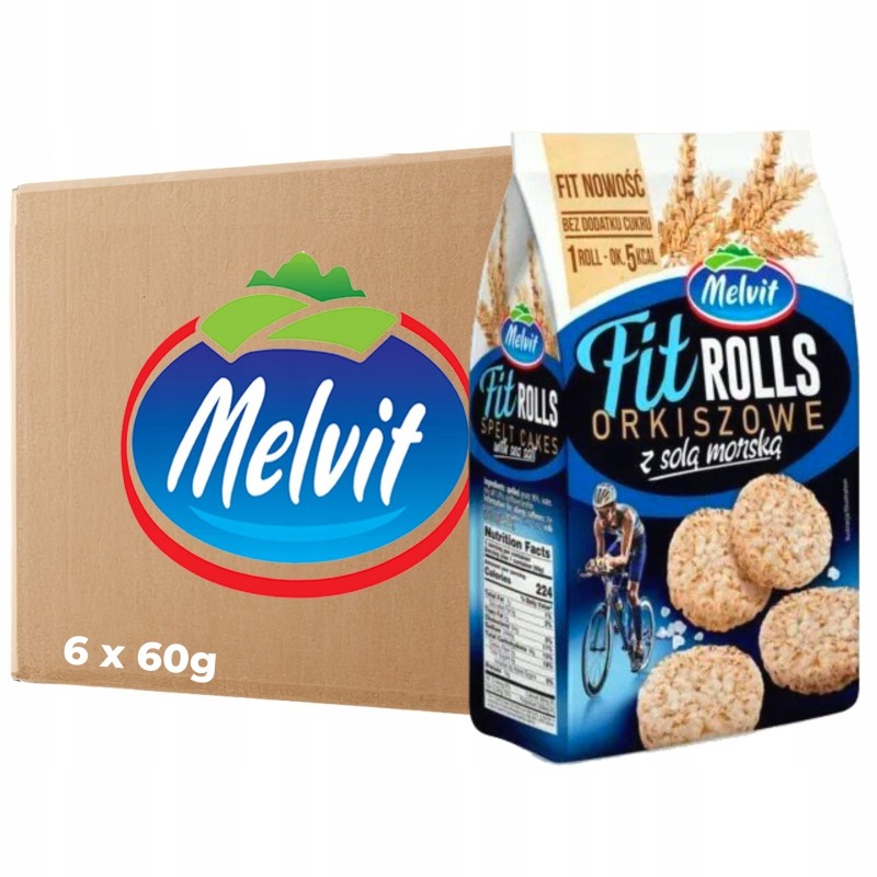 Melvit FIT ROLLS ORKISZOWE Z SOLĄ MORSKĄ 60g mini wafle