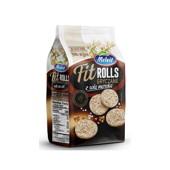 Melvit FIT ROLLS GRYCZANE Z SOLĄ MORSKĄ 60g mini wafle z