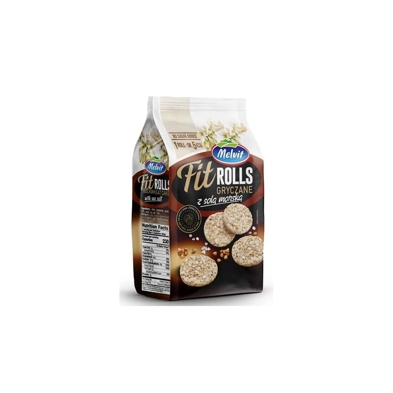 Melvit FIT ROLLS GRYCZANE Z SOLĄ MORSKĄ 60g mini wafle z