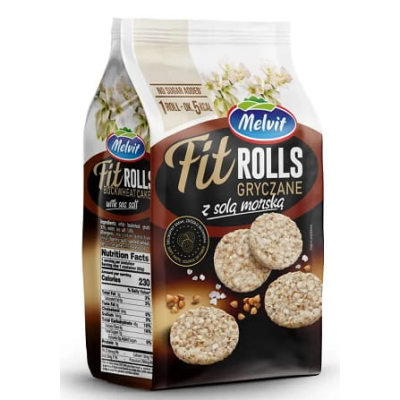 Melvit FIT ROLLS GRYCZANE Z SOLĄ MORSKĄ 60g mini wafle z