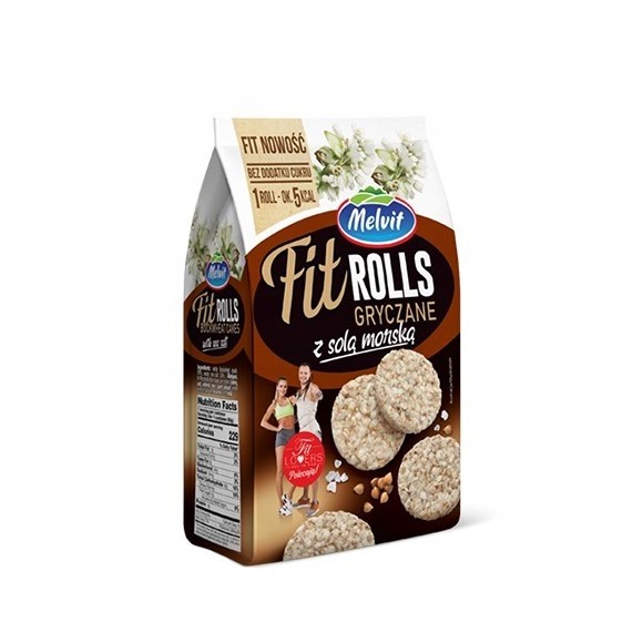 Melvit FIT ROLLS GRYCZANE Z SOLĄ MORSKĄ 60g mini wafle z