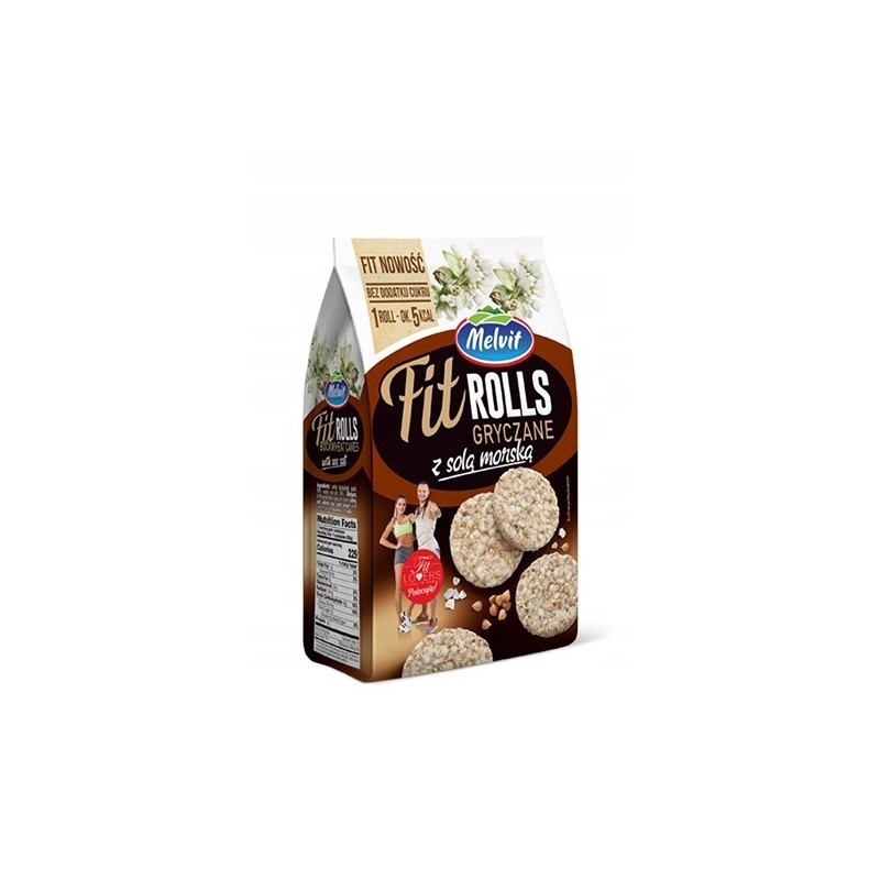 Melvit FIT ROLLS GRYCZANE Z SOLĄ MORSKĄ 60g mini wafle z