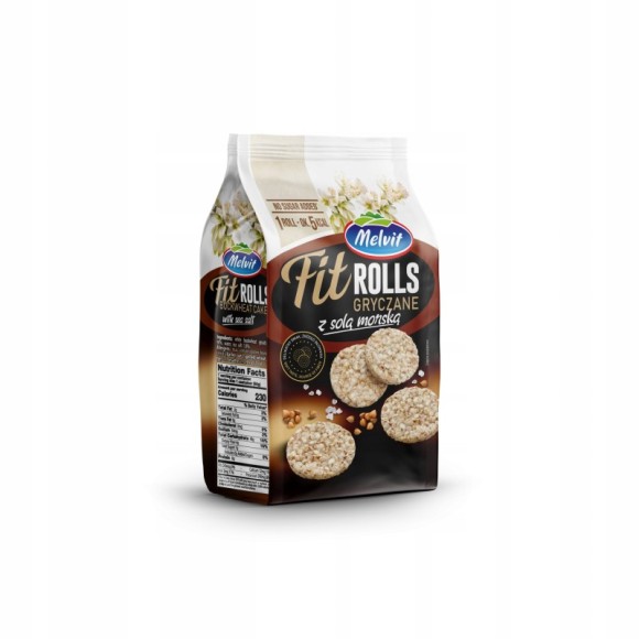 Melvit FIT ROLLS GRYCZANE Z SOLĄ MORSKĄ 60g mini wafle z