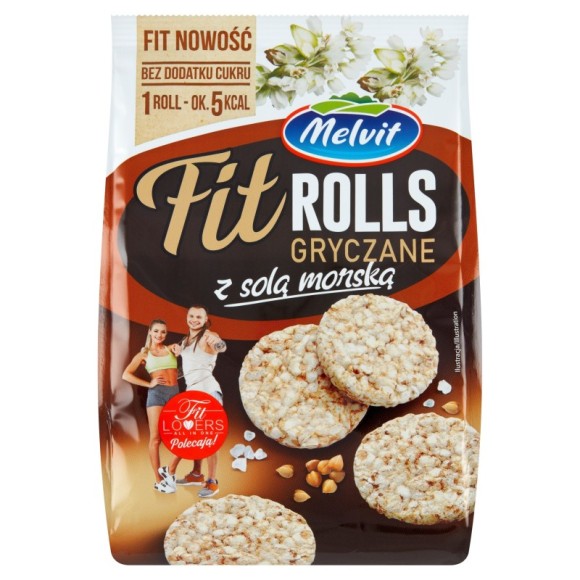 Melvit FIT ROLLS GRYCZANE Z SOLĄ MORSKĄ 60g mini wafle z