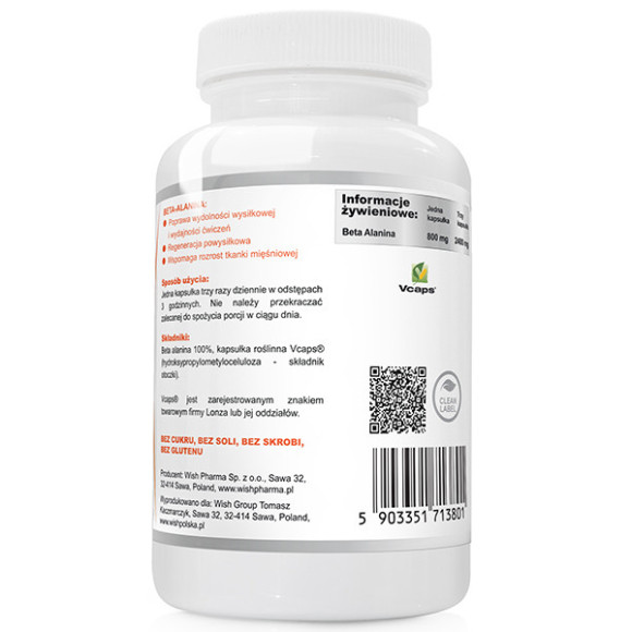 BETA ALANINE BETA-ALANINA 100% 800mg120kaps WISH pomoc WYDOLNOŚĆ WYSIŁKOWA BETA ALANINE BETA-ALANINA 100% 800mg120kaps WISH pomoc WYDOLNOŚĆ WYSIŁKOWA