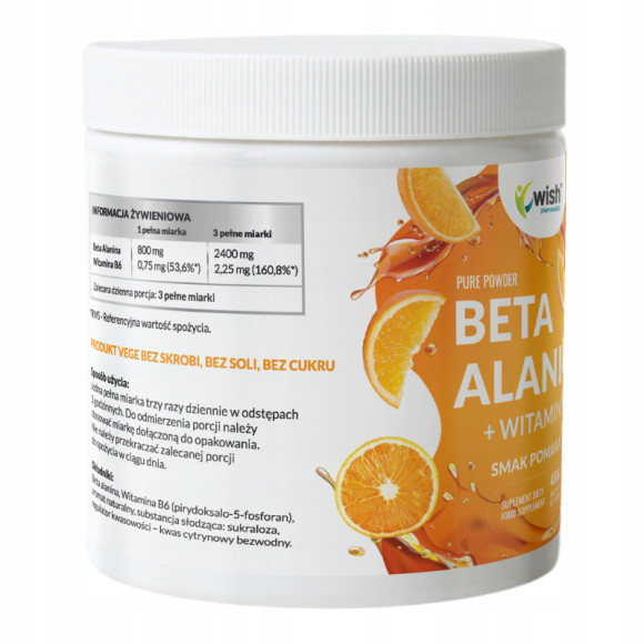 BETA ALANINA + WITAMINA B6 smak POMARAŃCZA WISH pomoc MIĘŚNIE TRENINGI SIŁA BETA ALANINA + WITAMINA B6 smak POMARAŃCZA WISH pomoc MIĘŚNIE TRENINGI SIŁA