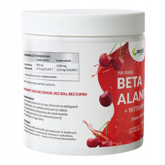BETA ALANINA + WITAMINA B6 smak WIŚNIA WISH pomoc WYTRZYMAŁOŚĆ SIŁA MIĘŚNIE BETA ALANINA + WITAMINA B6 smak WIŚNIA WISH pomoc WYTRZYMAŁOŚĆ SIŁA MIĘŚNIE