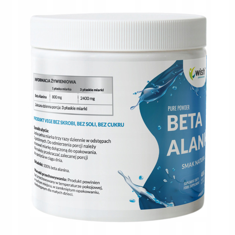 BETA-ALANINA odżywka 400g WISH pomoc zwiększenie przyspieszeni pracy mięśni