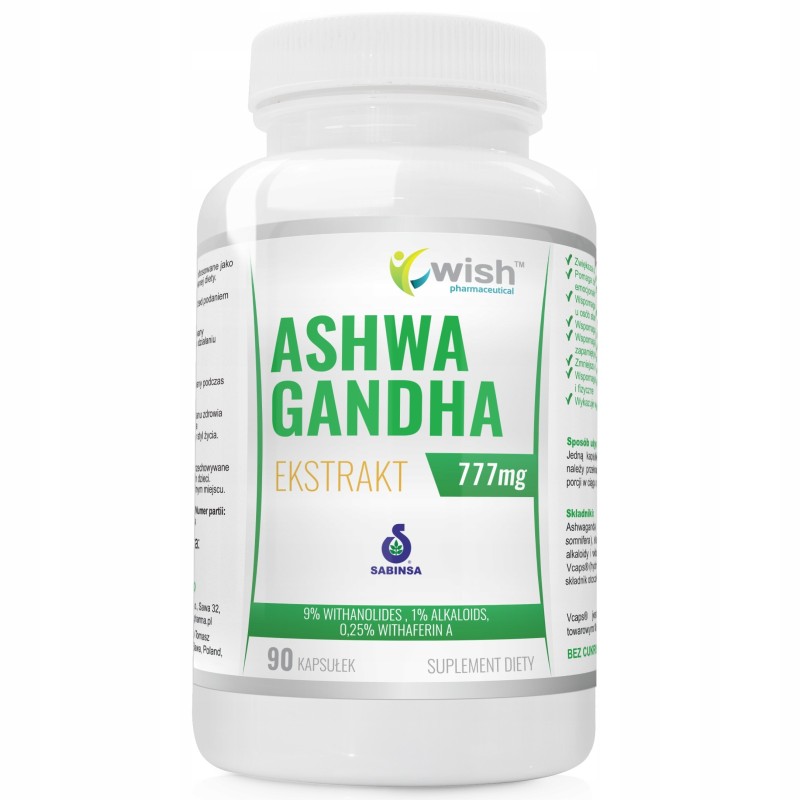 Wish ASHWAGANDHA Ekstrakt 777mg 90kps wsparcie stres