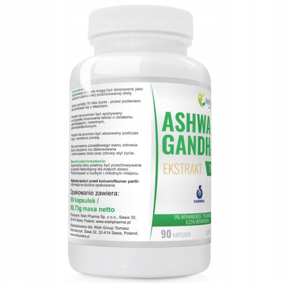 Wish ASHWAGANDHA Ekstrakt 777mg 90kps wsparcie stres