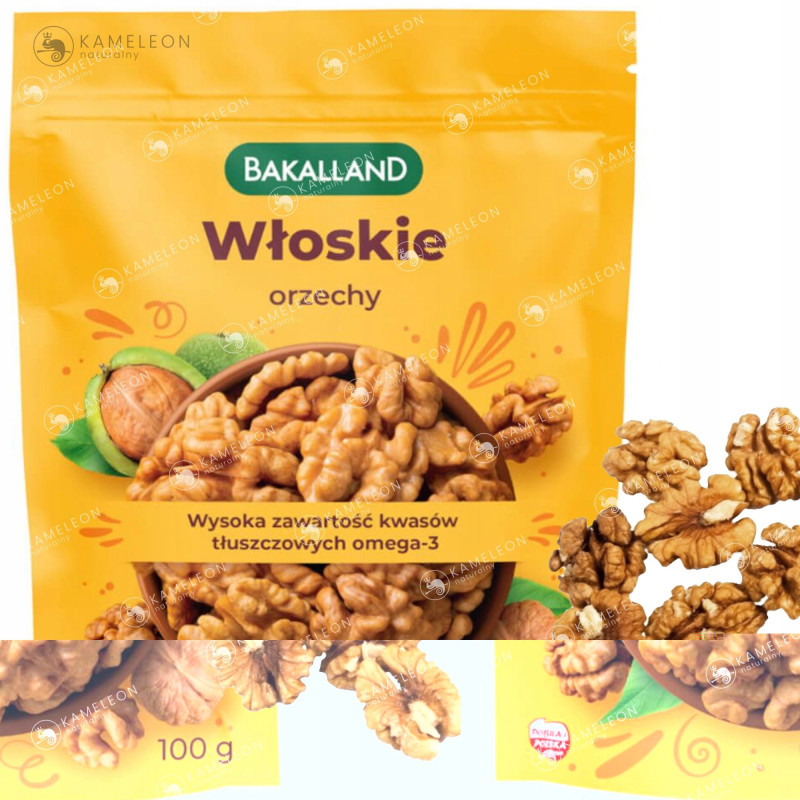 BAKALLAND ORZECHY WŁOSKIE 100G 0,1KG kwasy OMEGA-3