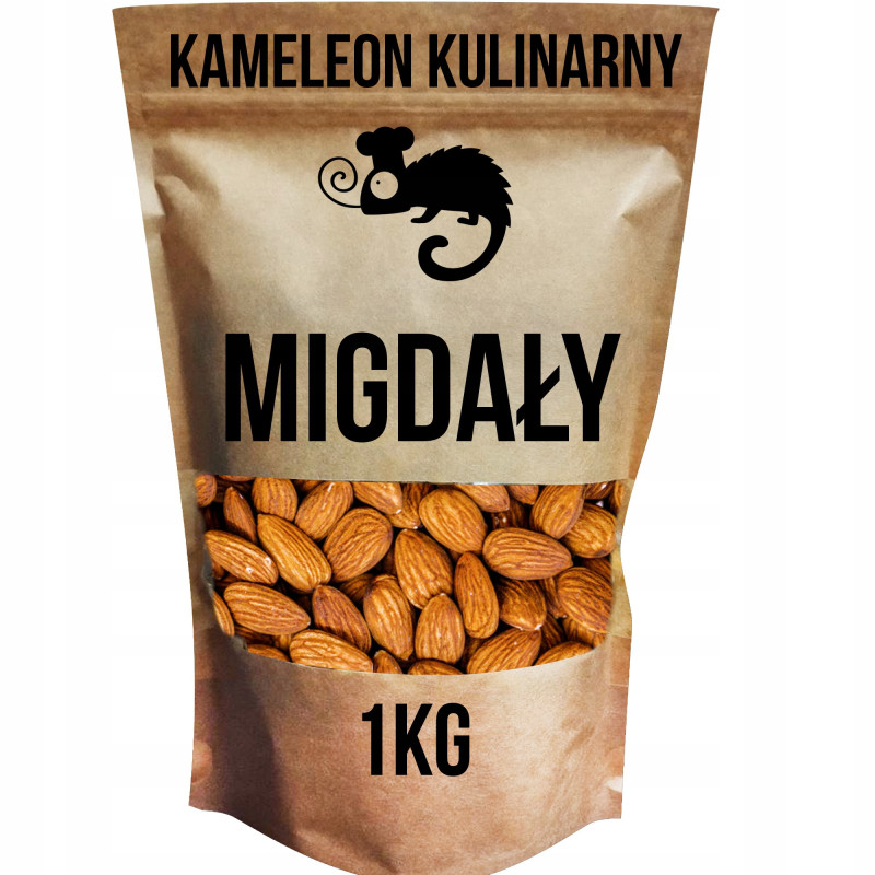 MIGDAŁY ORZECHY CAŁE ŁUSKANE 1000g 1kg duże opakowanie KAMELEON KULINARNY