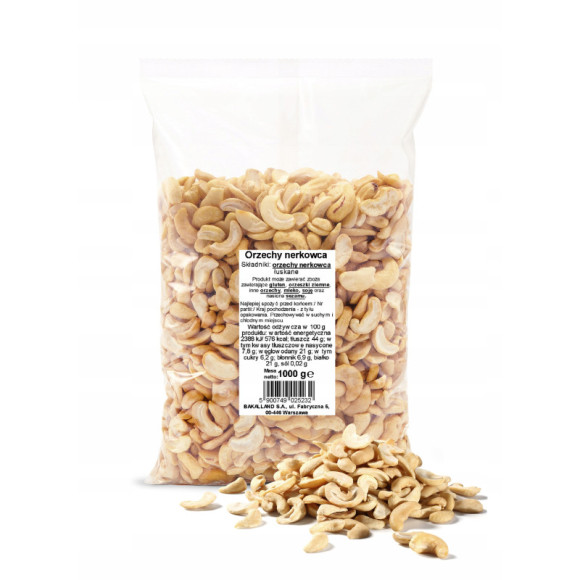 NERKOWCE ORZECHY NERKOWCA pożywna zdrowa przekąska 1000g 1KG BAKALLAND NERKOWCE ORZECHY NERKOWCA pożywna zdrowa przekąska 1000g 1KG BAKALLAND
