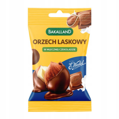 ORZECHY LASKOWE ORZECH LASKOWY W MLECZNEJ CZEKOLADZIE WEDEL Bakalland 38g
