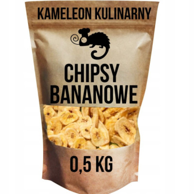 CHIPSY BANANOWE 500g 0,5KG duże opakowanie PYSZNA ZDROWA PRZEKĄSKA KAMELEON