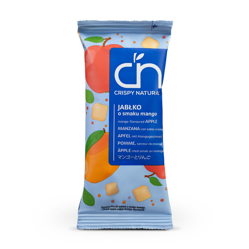 JABŁKA SUSZONE KOSTKI o smaku MANGO przekąska bez cukru 12g CRISPY NATURAL
