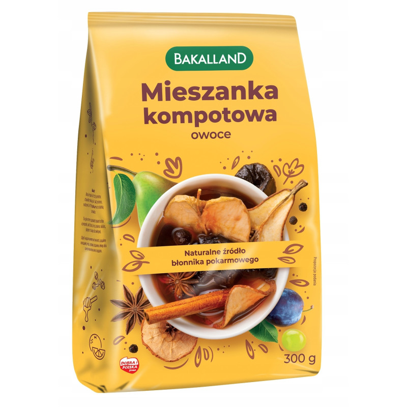 MIESZANKA KOMPOTOWA owoce NA KOMPOT Jabłko Śliwka Gruszka Aronia BAKALLAND