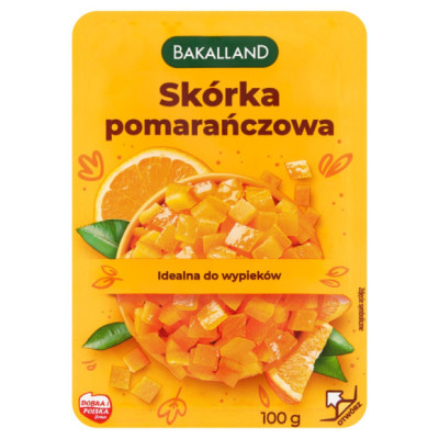 SKÓRKA POMARAŃCZOWA POMARAŃCZA KANDYZOWANA do ciast deserów 100g BAKALLAND
