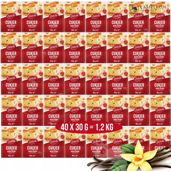 DELECTA CUKIER WANILINOWY do ciasta 40szt. 1,2kg! DELECTA CUKIER WANILINOWY do ciasta 40szt. 1,2kg!