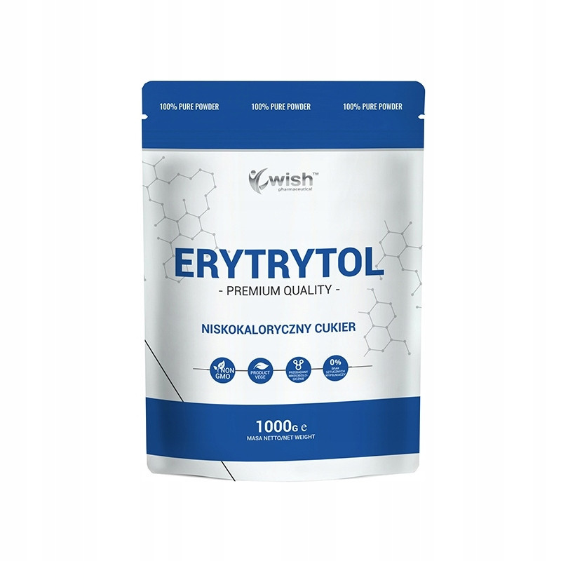 ERYTRYTOL 100% NISKOKALORYCZNY CUKIER W PROSZKU naturalny 1000g 1KG WISH