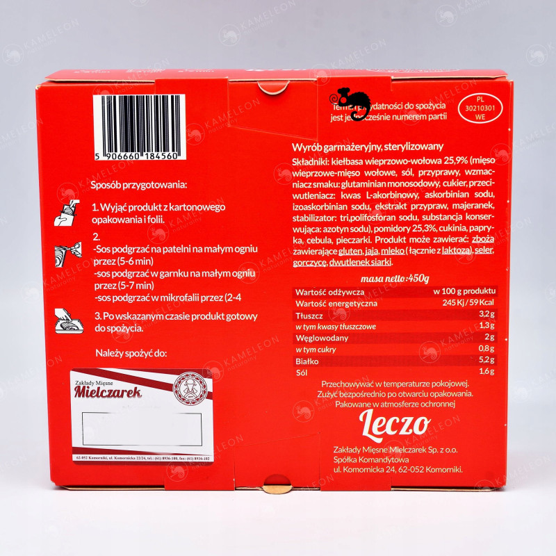 LECZO WOLNOGOTOWANE Gotowe danie WYSTARCZ PODGRZAĆ 2 porcje 450G MIELCZAREK