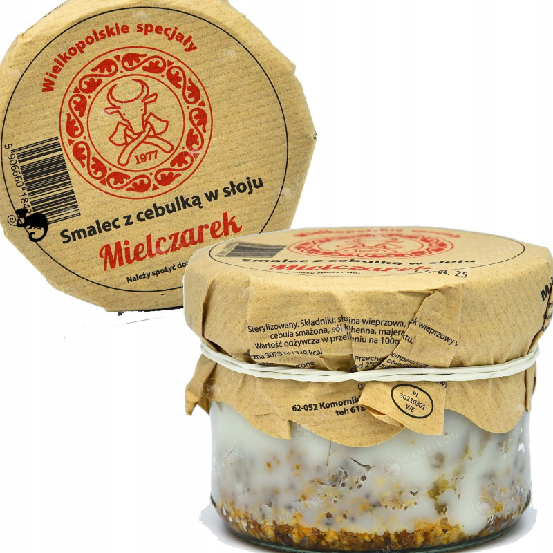 SMALEC Z CEBULKĄ W SŁOJU słoiku SMALCZYK na pieczywo 180G 0,18KG MIELCZAREK