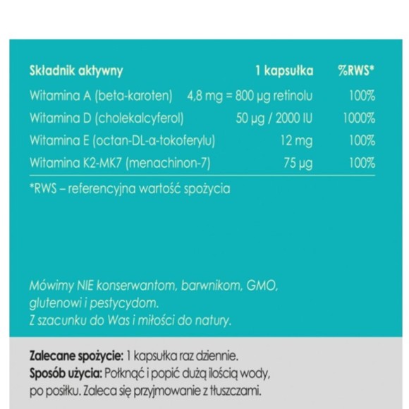 Yango Panaseus ZESTAW WITAMIN ADEK K2MK7 50 kapsułek