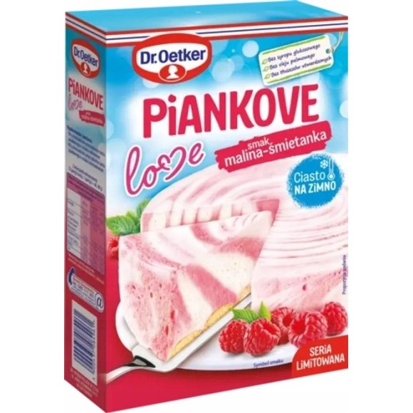 Dr.Oetker PIANKOVE LOVE SMAK MALINA-ŚMIETANKA ciasto na