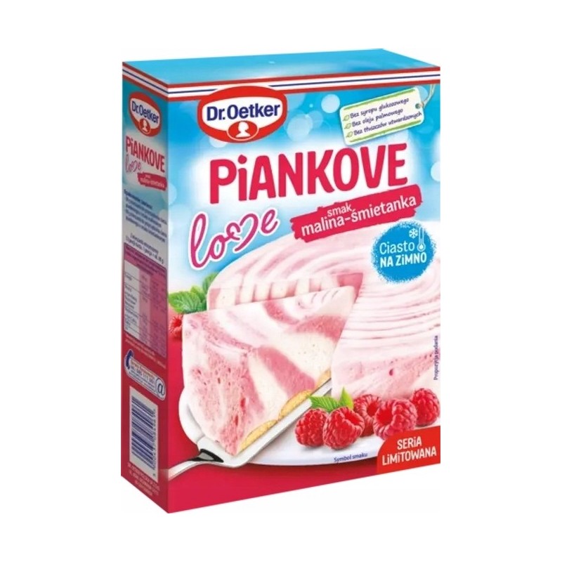 Dr.Oetker PIANKOVE LOVE SMAK MALINA-ŚMIETANKA ciasto na