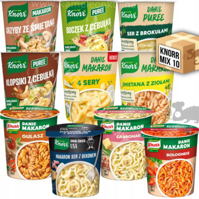 KNORR GORĄCY KUBEK W KUBKACH DO ZALANIA zalej wodą MIX 10 RÓŻNYCH DAŃ !!