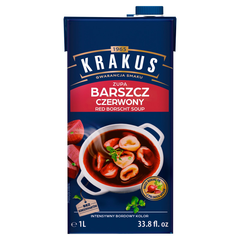 BARSZCZ CZERWONY gotowa ZUPA bez konserwantów KRAKUS 1000ml 1L KARTON x1