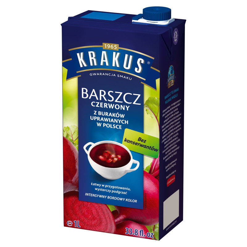 BARSZCZ CZERWONY gotowa ZUPA bez konserwantów KRAKUS 1000ml 1L KARTON x1