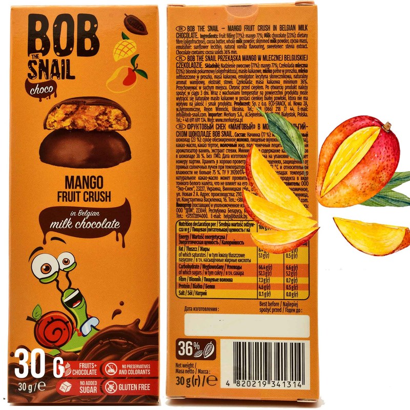 BOB SNAIL PRZEKĄSKA W CZEKOLADZIE MANGO 30G