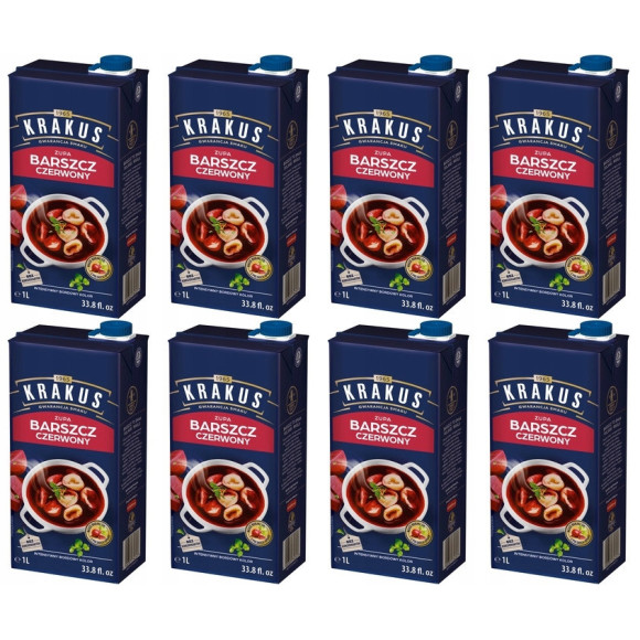 BARSZCZ CZERWONY gotowa ZUPA bez konserwantów KRAKUS 1000ml 1L KARTON x1 BARSZCZ CZERWONY gotowa ZUPA bez konserwantów KRAKUS 1000ml 1L KARTON x1