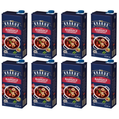 BARSZCZ CZERWONY gotowa ZUPA bez konserwantów KRAKUS 1000ml 1L KARTON x8 8L