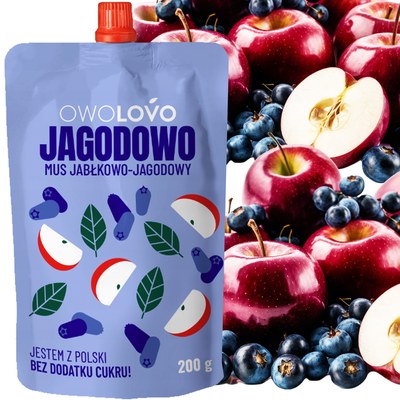OWOLOVO JAGODOWO mus owocowy JABŁKO JAGODA KAMCZACKA bez