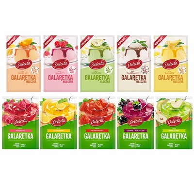 DELECTA GALARETKA GALARETKI mix aż 10 SMAKÓW!! MLECZNA i