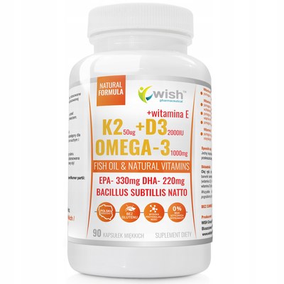 Wish WITAMINA K2+D3 K2 + D3 MK7 + E + OMEGA 3 - 90kaps