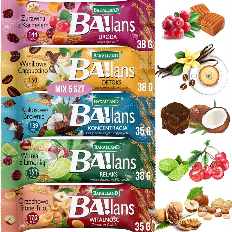 BAKALLAND BA!LANS BATON ZBOŻOWY mix smaków 5szt.