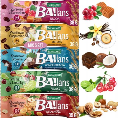 BAKALLAND BA!LANS BATON ZBOŻOWY mix smaków 5szt.